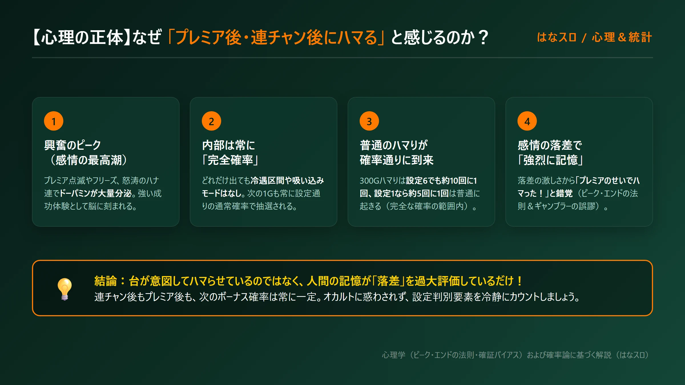 ハナハナでプレミア後や連チャン後にハマると感じる心理メカニズム図解